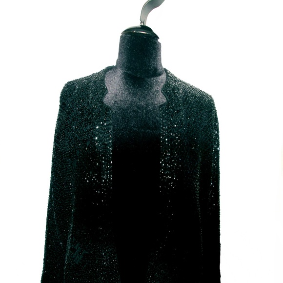 The Broadway Vintage Black Sequin Cardigan Size M - Picture 3 of 6